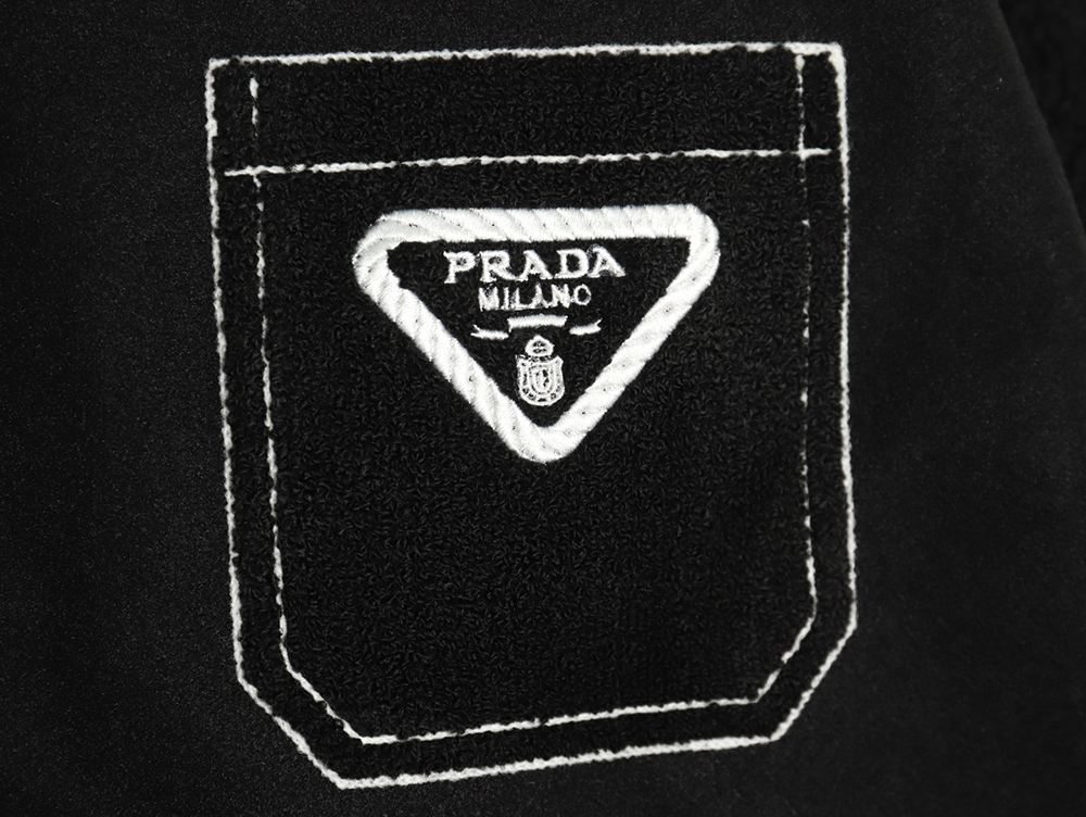 Pra*a lambswool patchwork baseball jacket
