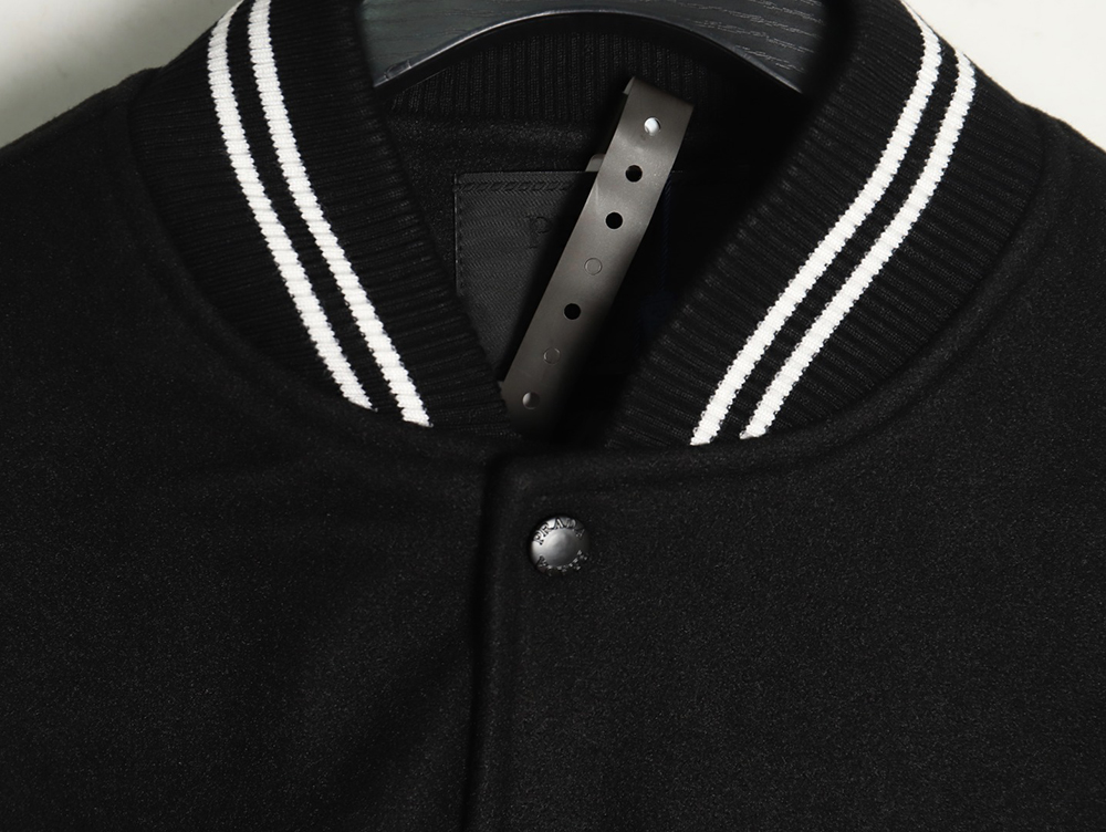 Pra*a lambswool patchwork baseball jacket