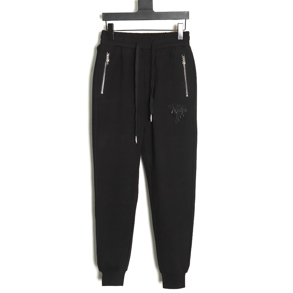 Ch**me He**ts leather cross logo trousers