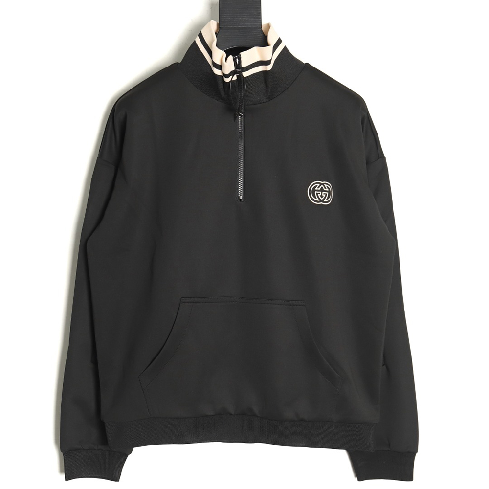G*u*i interlocking double g half zip jacket