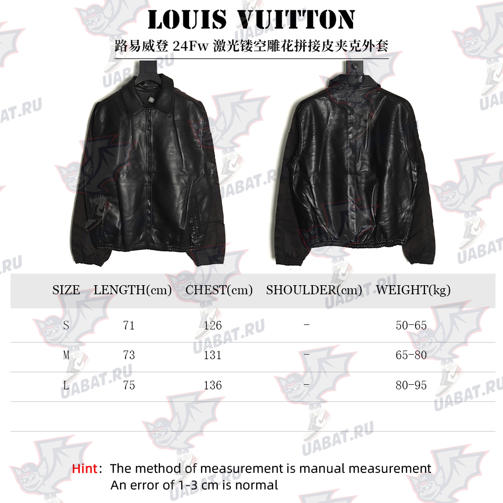 l0*is V*t0n laser hollowed out stitching leather jacket