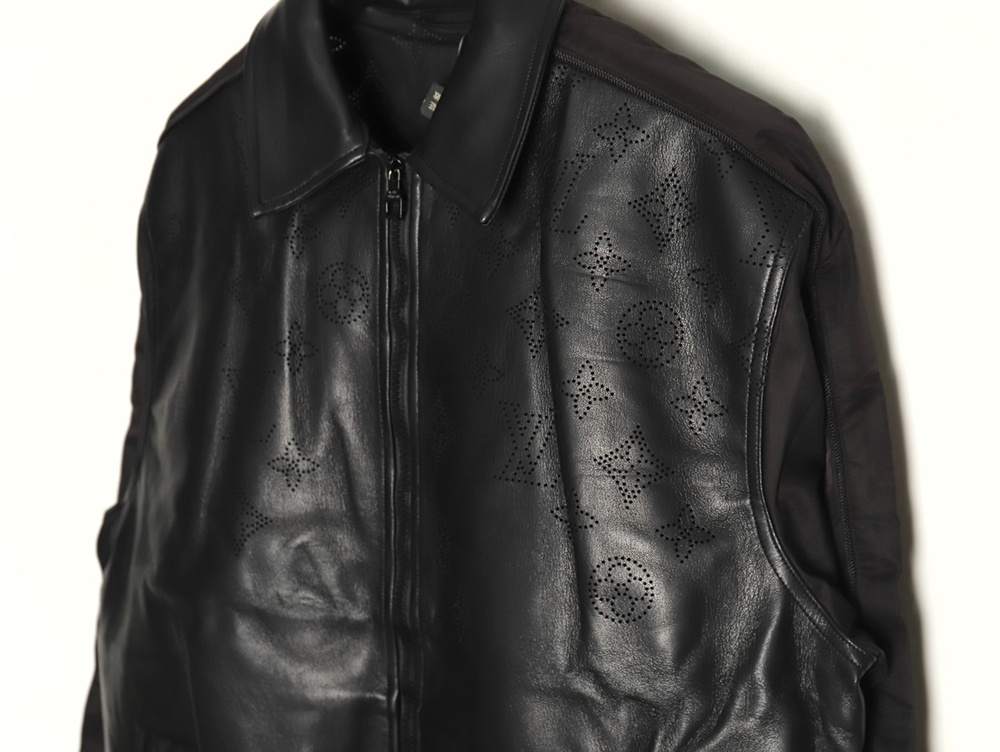 l0*is V*t0n laser hollowed out stitching leather jacket