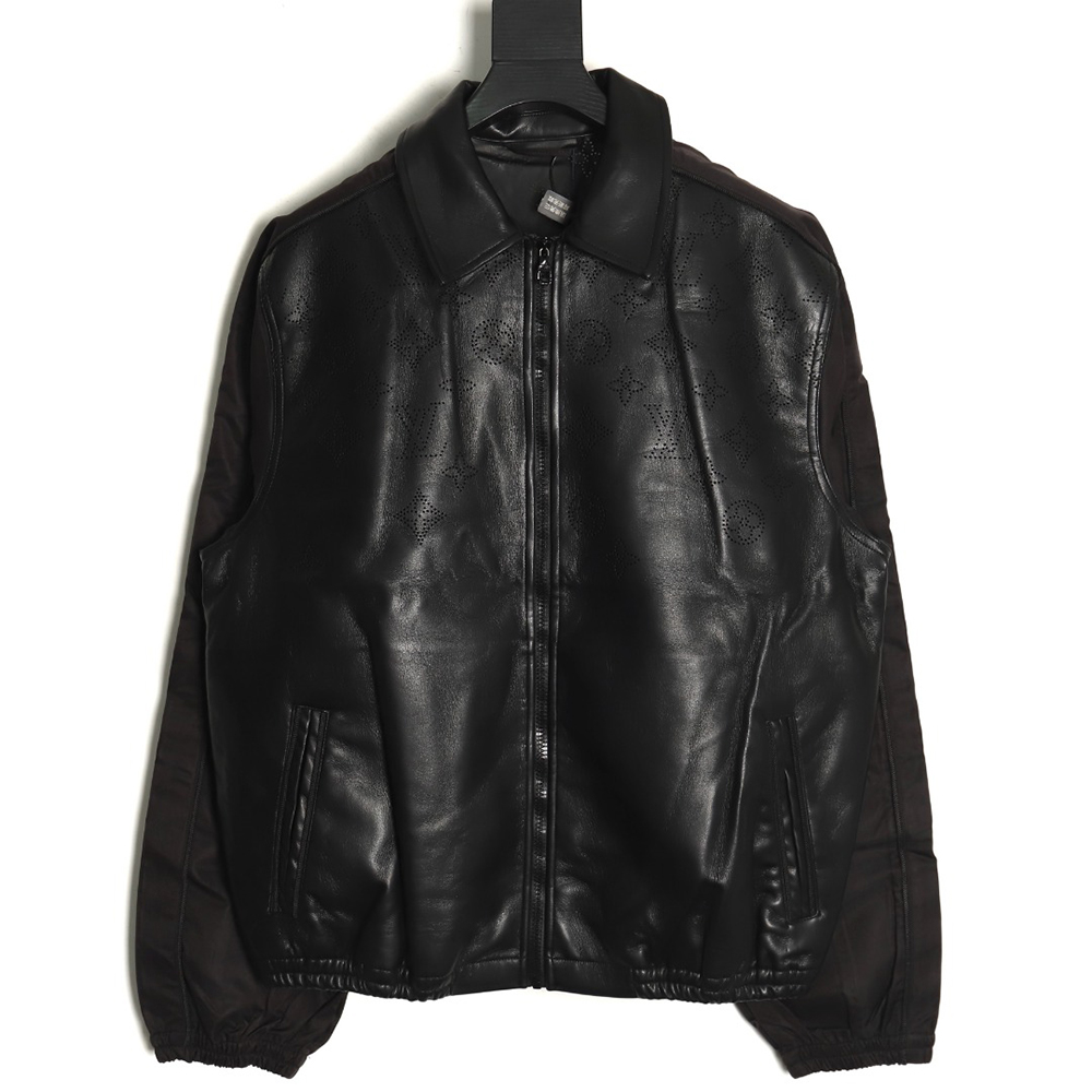 l0*is V*t0n laser hollowed out stitching leather jacket