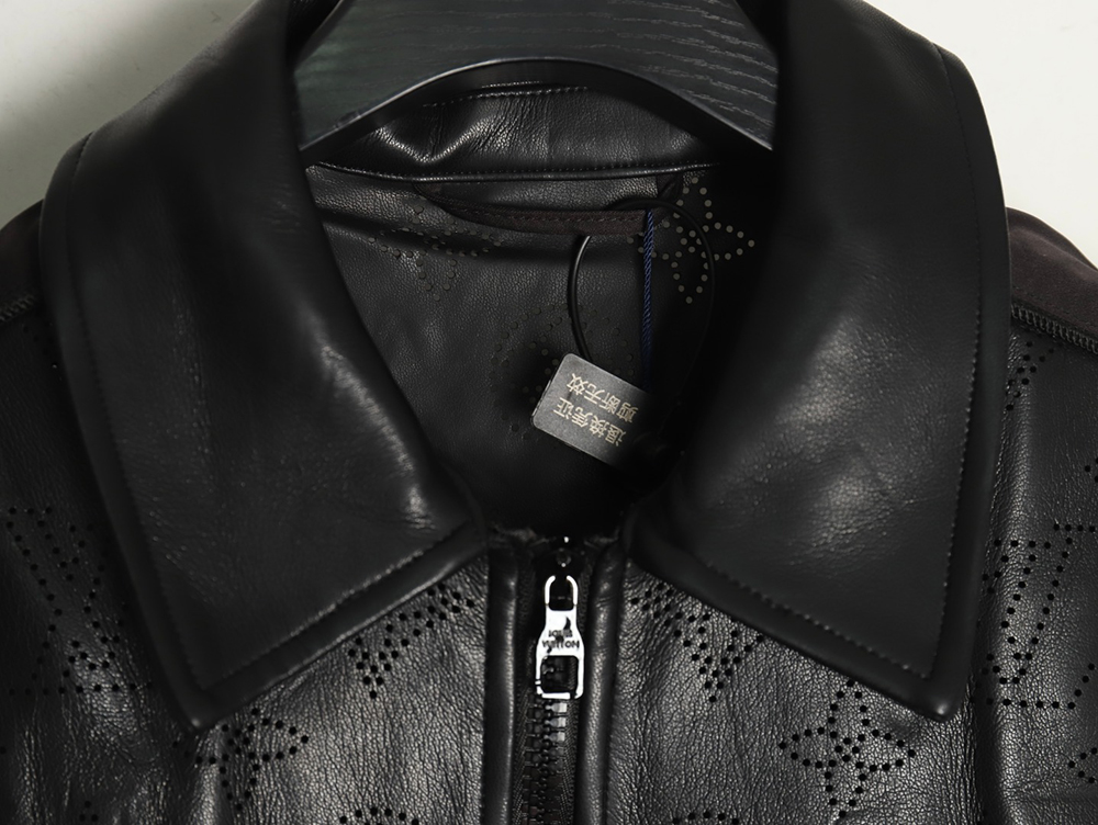 l0*is V*t0n laser hollowed out stitching leather jacket