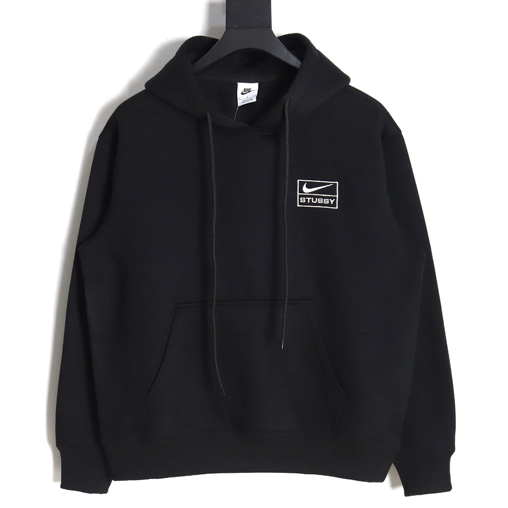 Nike & Stussy co-branded embroidered logo hooded fleece sweatshirt TSK1