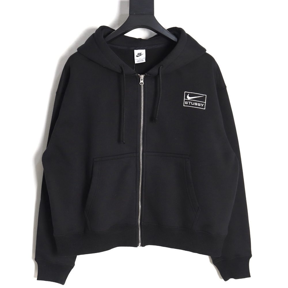 Nike & Stussy Joint Zipper Drawstring Hooded Sweatshirt TSK1