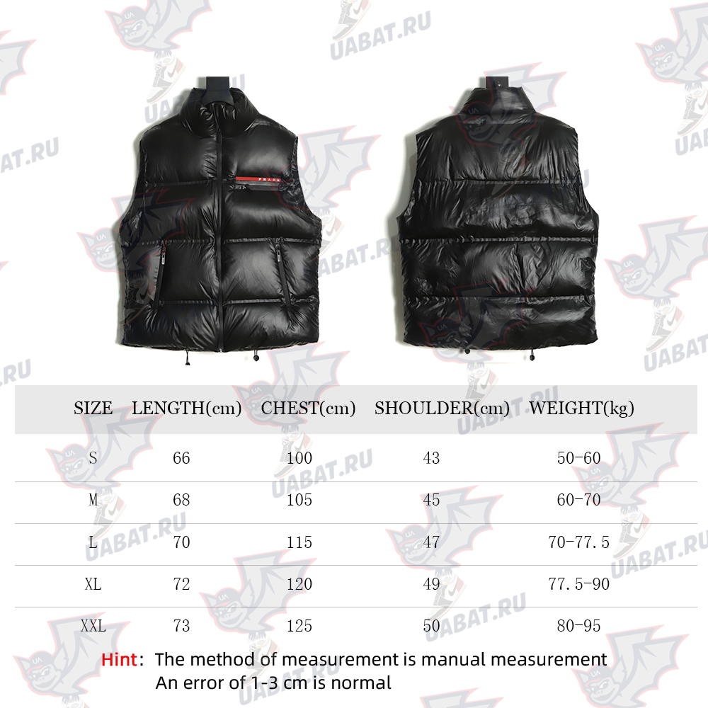 Pra*a red stripe logo down vest