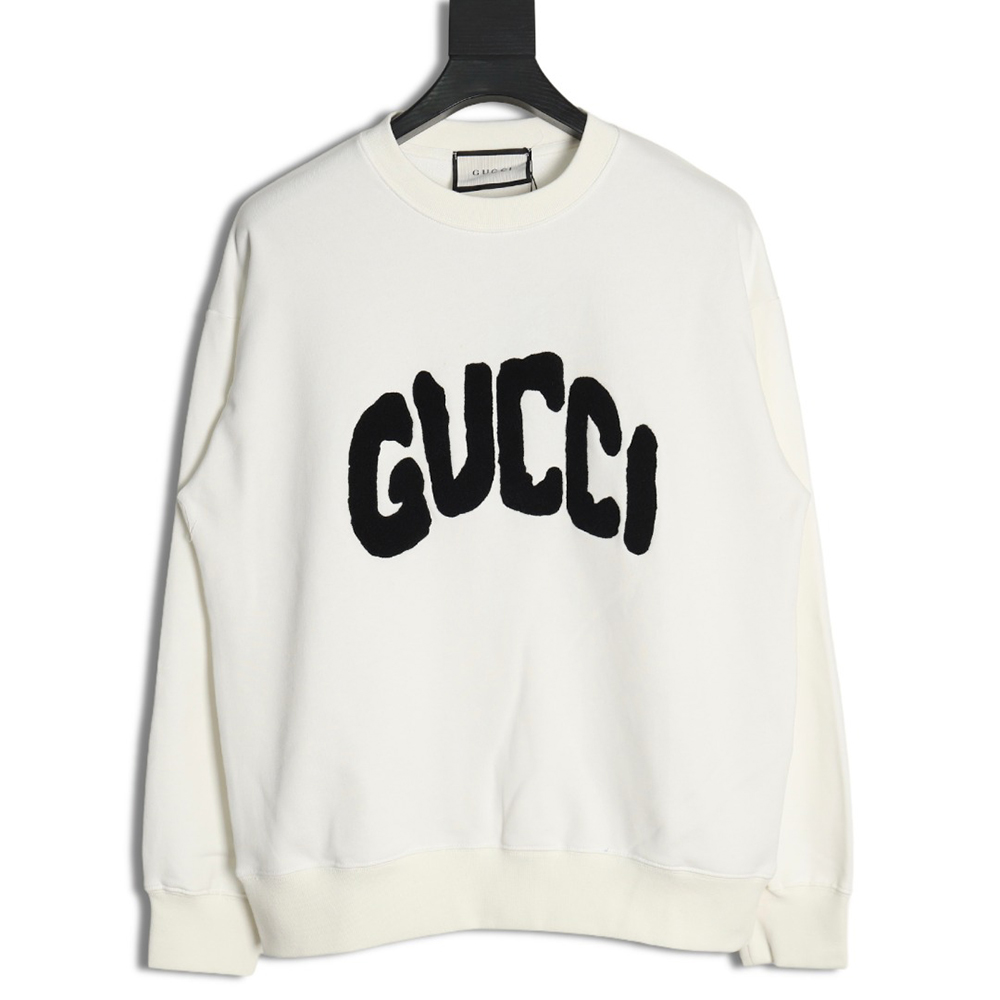 G*u*i towel embroidery lettering crew neck sweatshirt