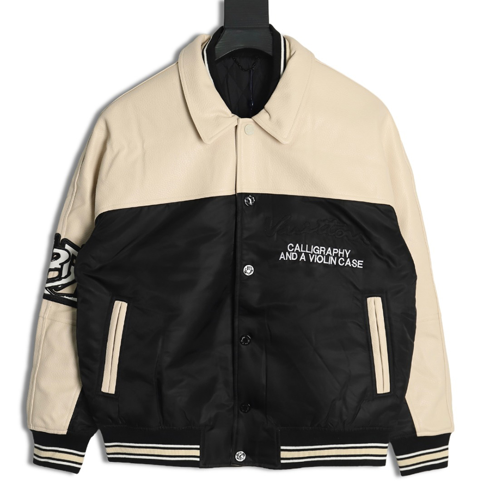l0*is V*t0n contrast color stitching baseball jacket