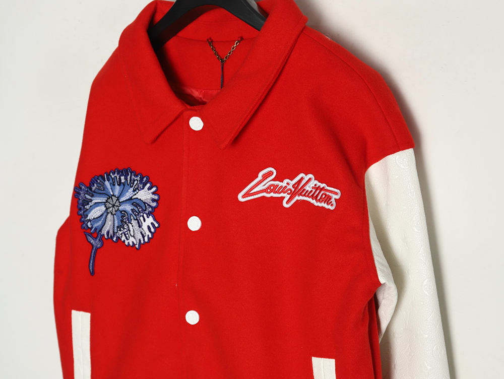 l0*is V*t0n floral embroidered baseball jacket