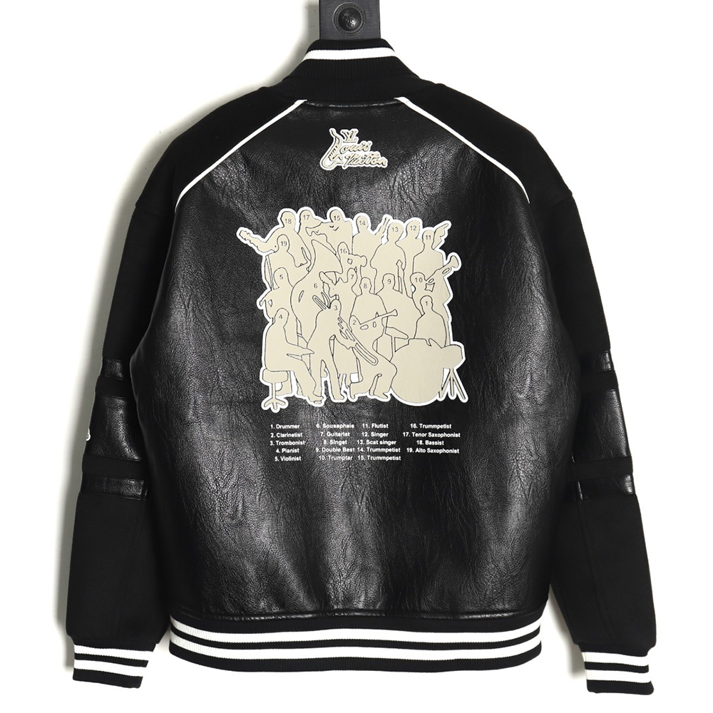 l0*is V*t0n printed leather baseball jacket