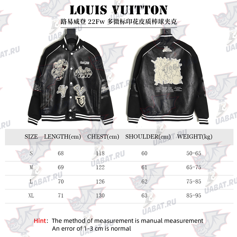 l0*is V*t0n printed leather baseball jacket