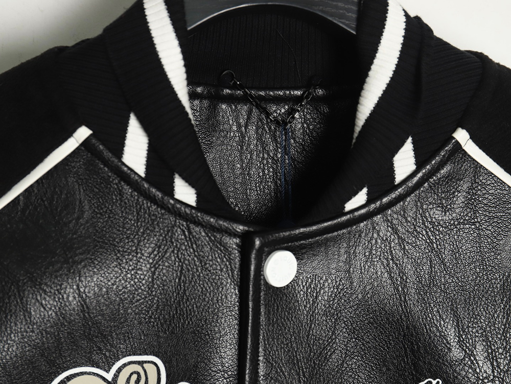 l0*is V*t0n printed leather baseball jacket