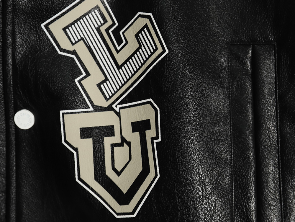 l0*is V*t0n printed leather baseball jacket