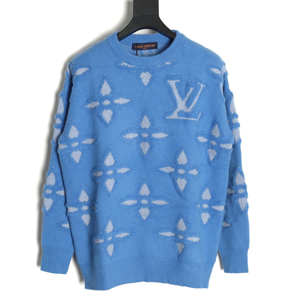 l0*is V*t0n jacquard four-leaf clover logo crewneck sweater