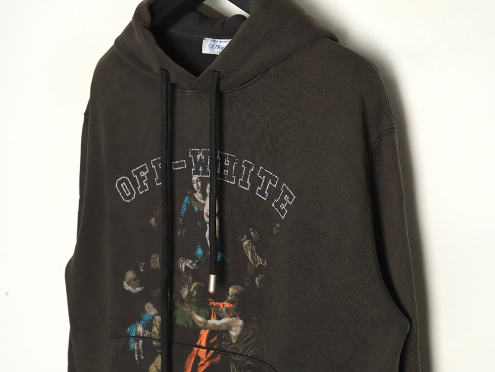 Off-white washed religious hoodie
