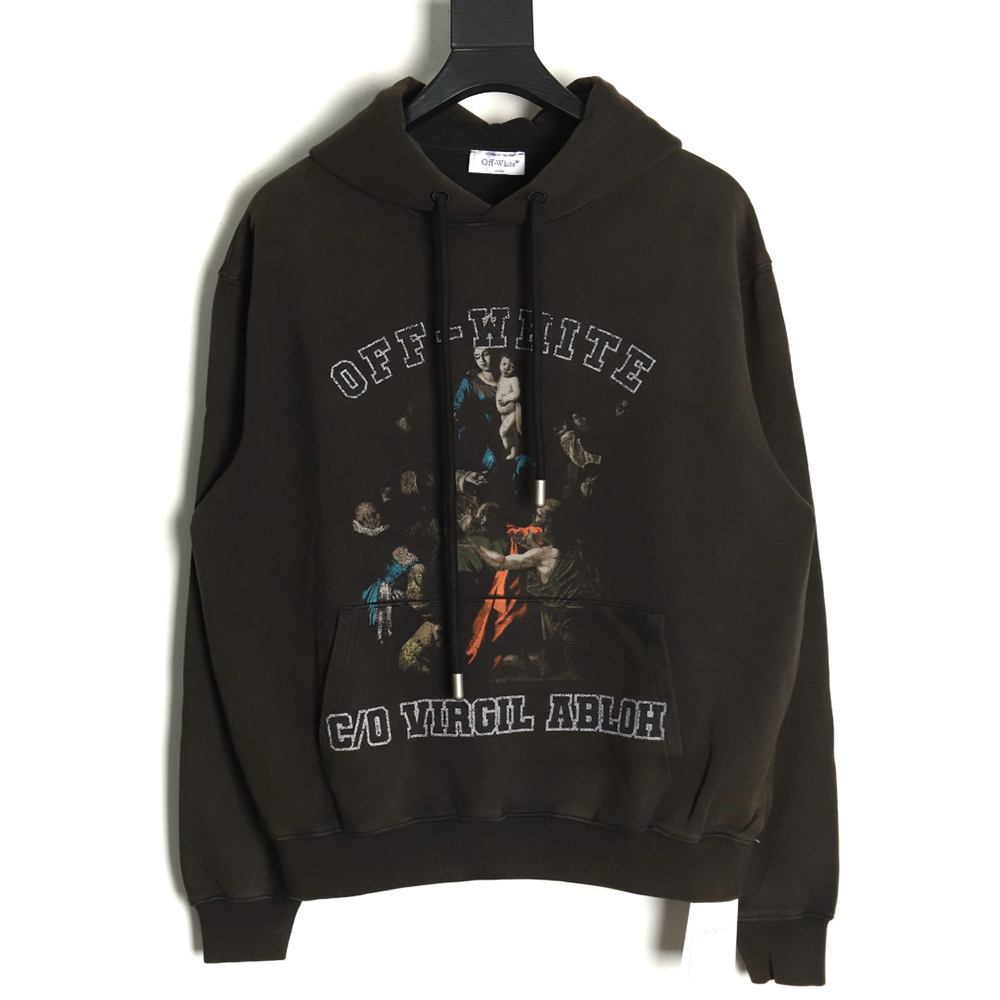 Off-white washed religious hoodie