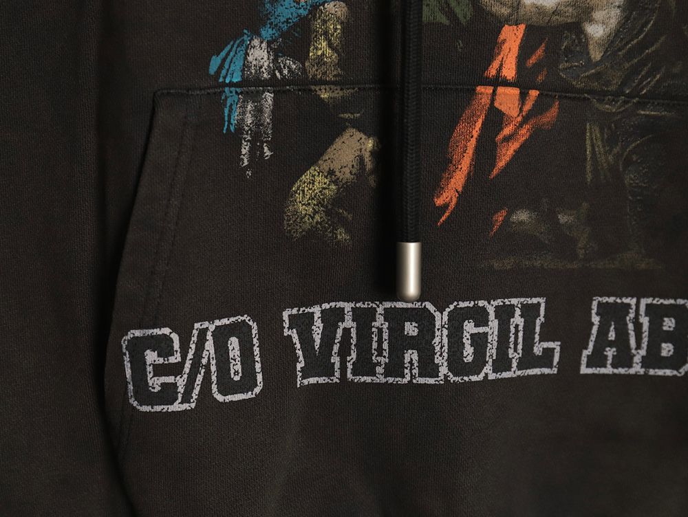 Off-white washed religious hoodie