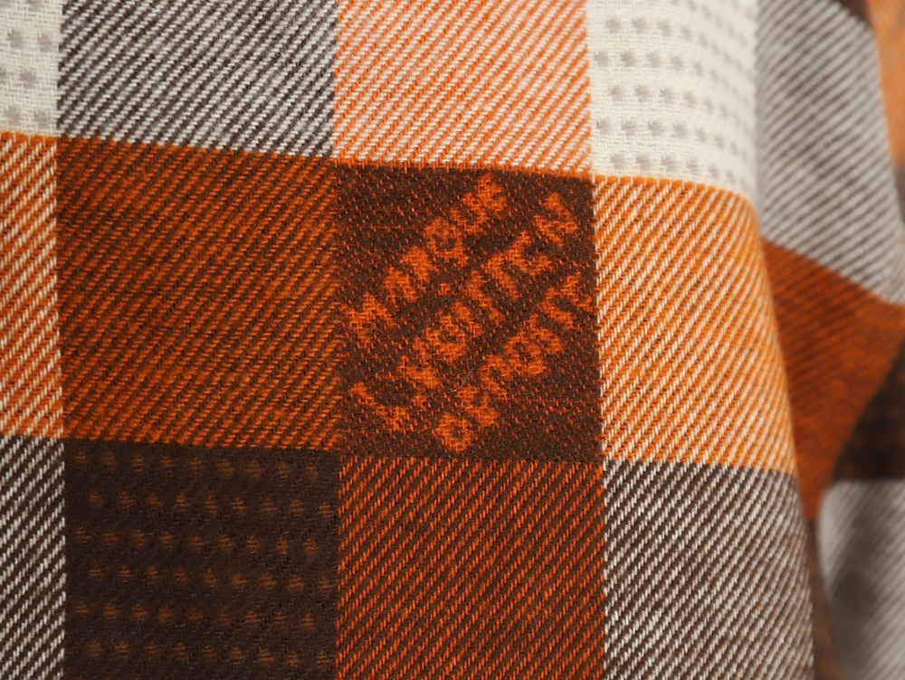 l0*is V*t0n orange checkerboard jacquard flannel shirt