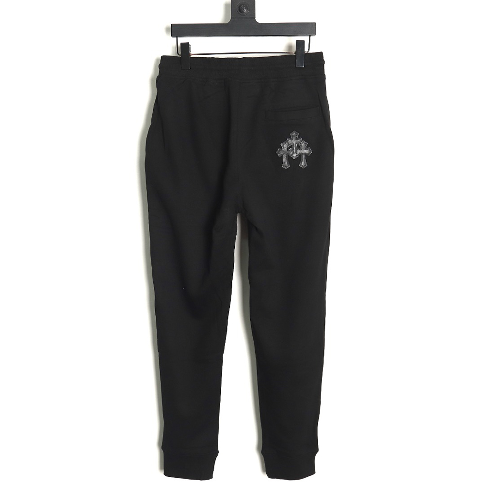 Ch*0me heart leather cross logo trousers