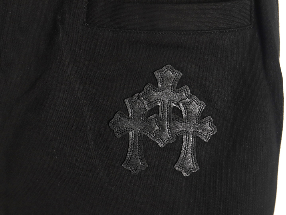 Ch*0me heart leather cross logo trousers