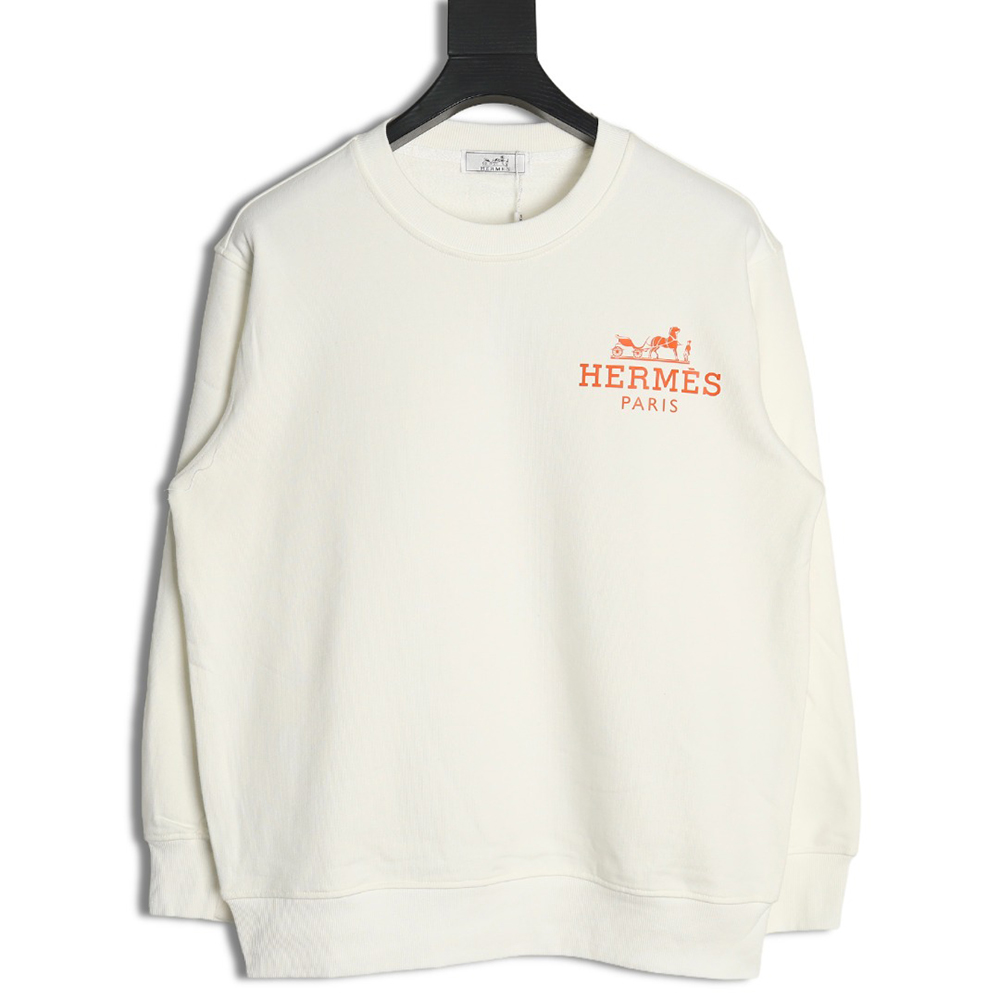 H**mes logo print crew neck sweatshirt