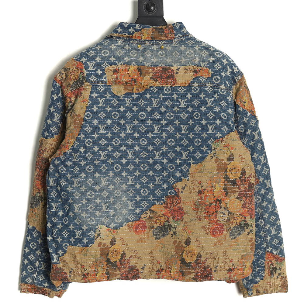 l0*is V*t0n vintage rose floral patch denim jacket