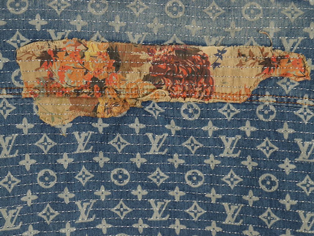 l0*is V*t0n vintage rose floral patch denim jacket