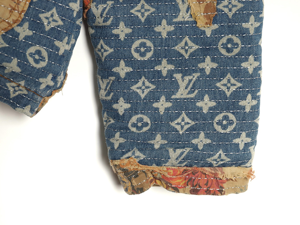 l0*is V*t0n vintage rose floral patch denim jacket