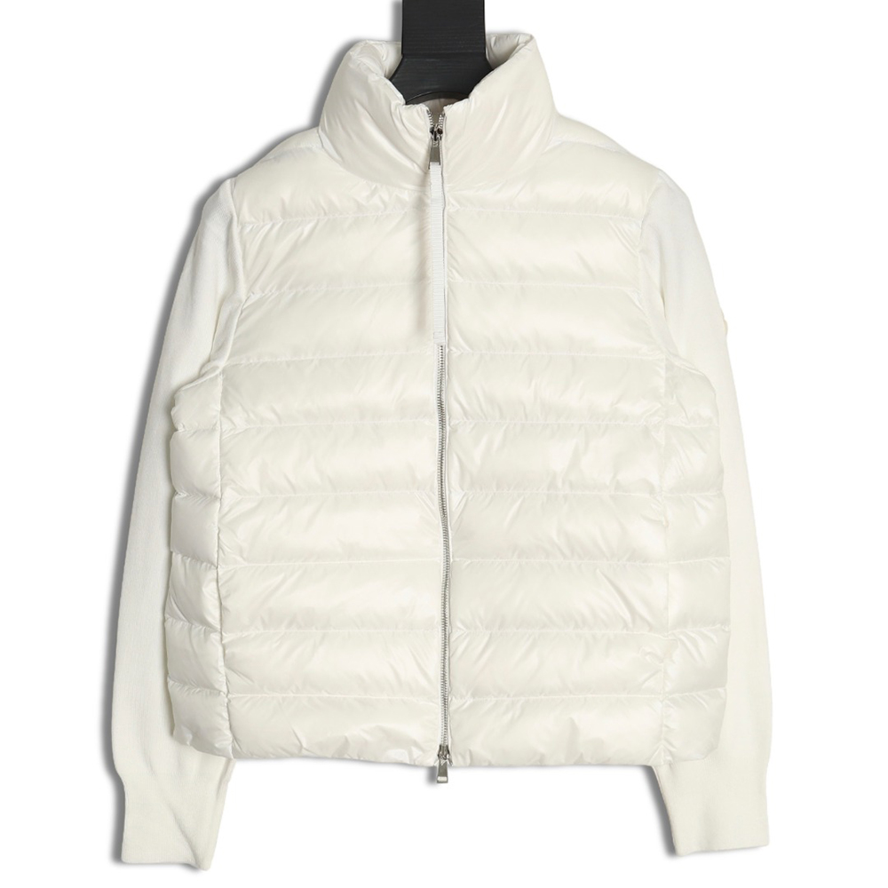 Moncler knitted stitching stand collar thin down jacket TSK1