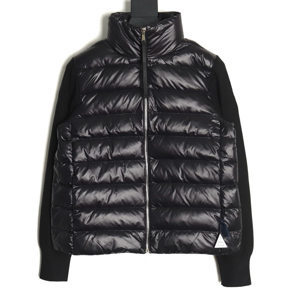 Moncler knitted stitching stand collar thin down jacket TSK2