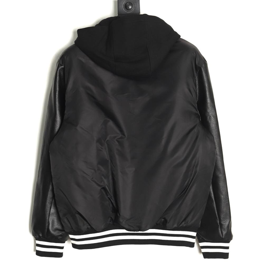 Pra*a removable hood regenerated nylon bomber jacket