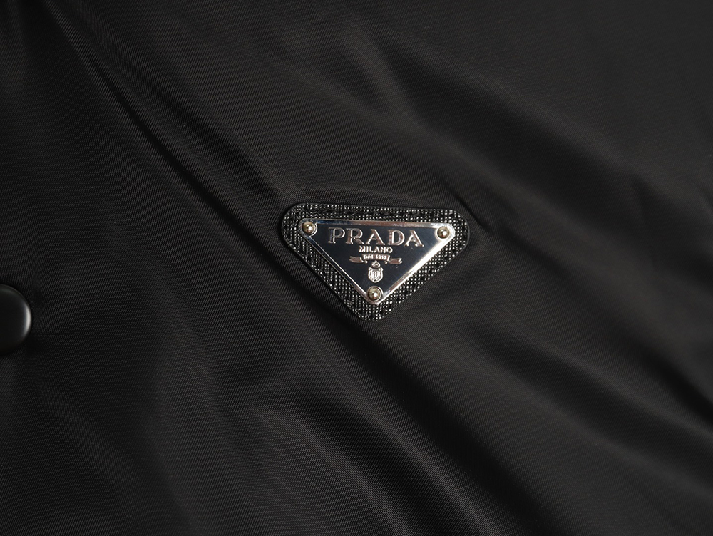 Pra*a removable hood regenerated nylon bomber jacket