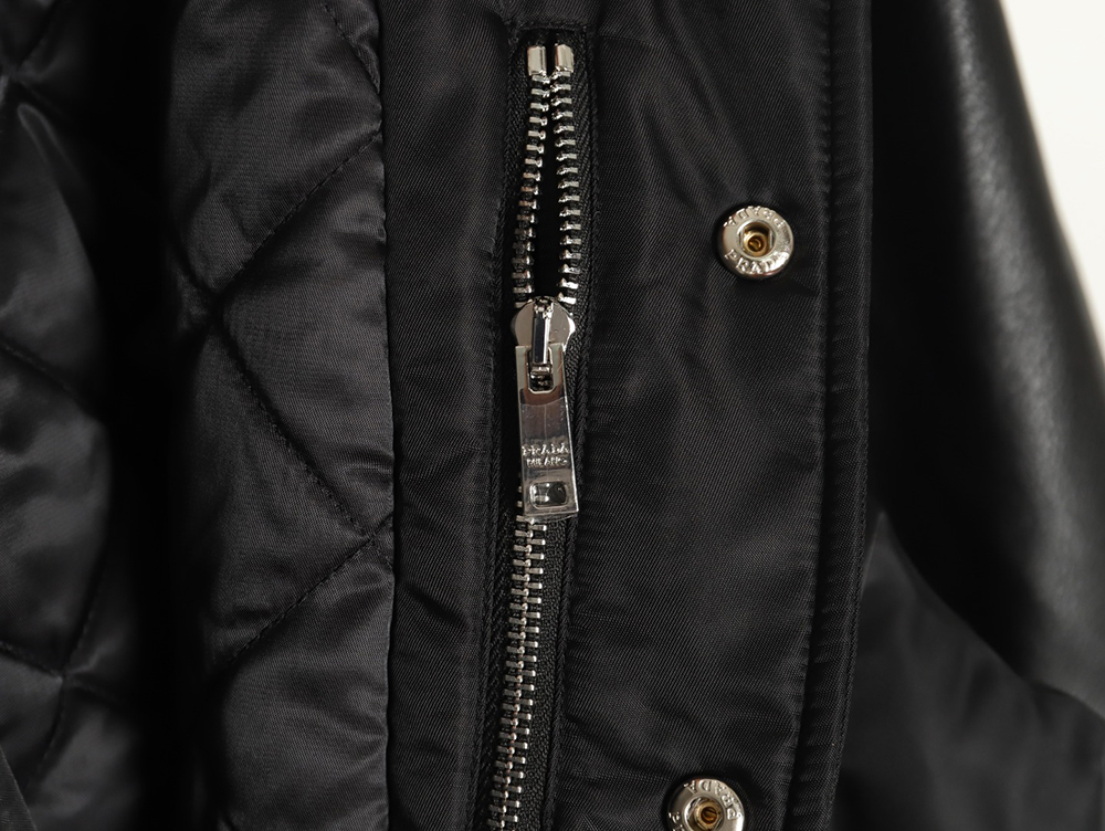 Pra*a removable hood regenerated nylon bomber jacket