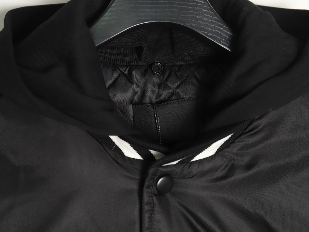 Pra*a removable hood regenerated nylon bomber jacket