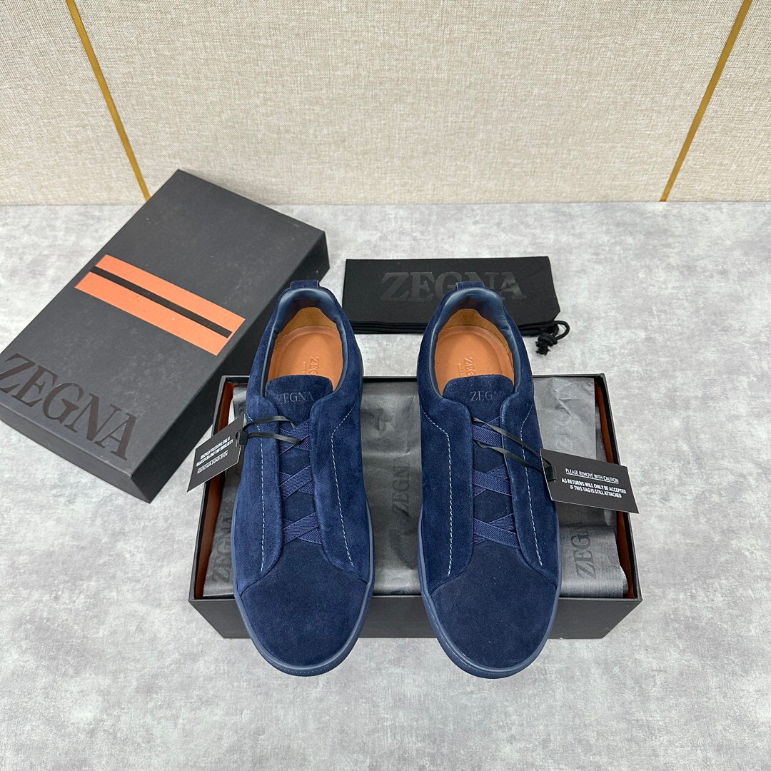 ZEGNA SUEDE TRIPLE STITCH  LUXURY SNEAKERS