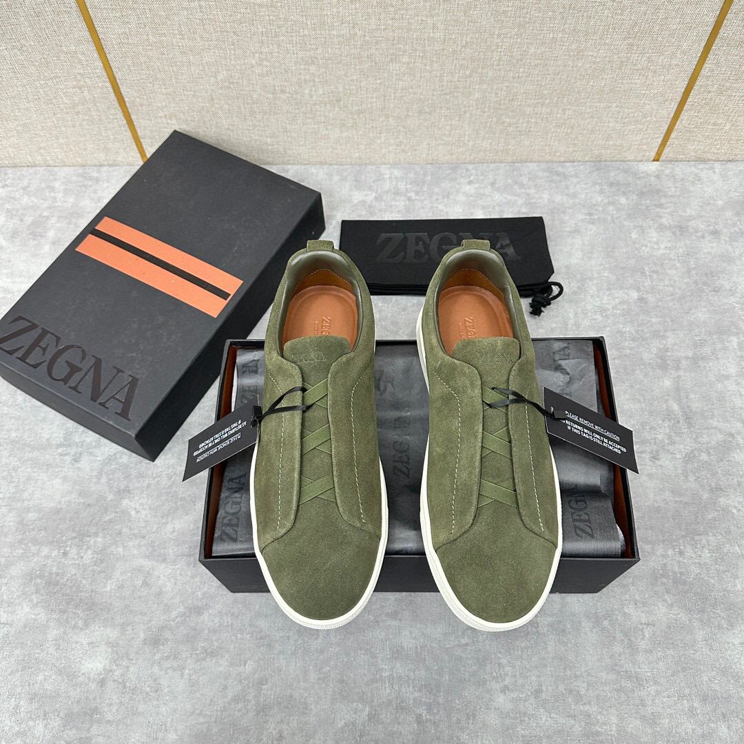 ZEGNA SUEDE TRIPLE STITCH  LUXURY SNEAKERS