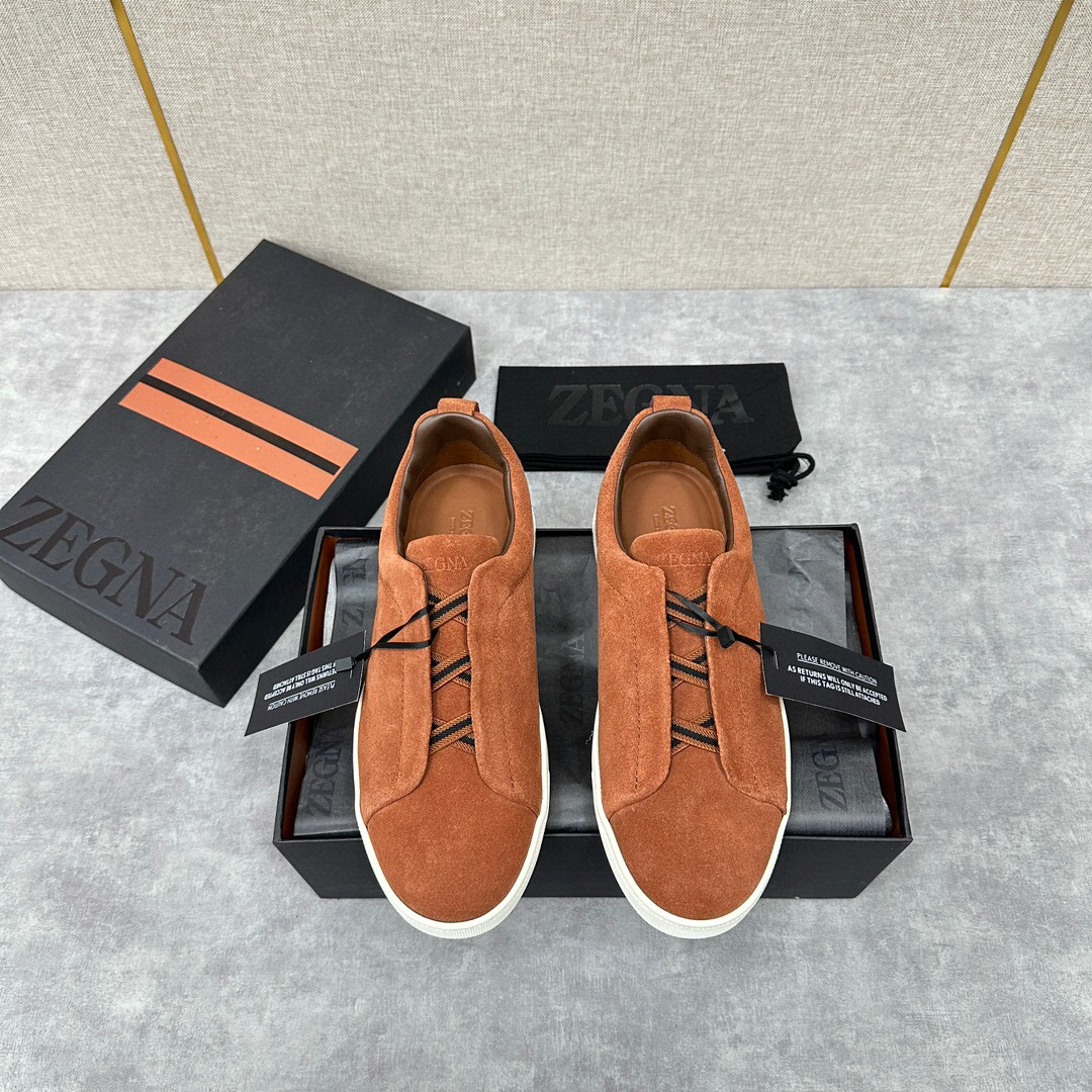 ZEGNA SUEDE TRIPLE STITCH  LUXURY SNEAKERS