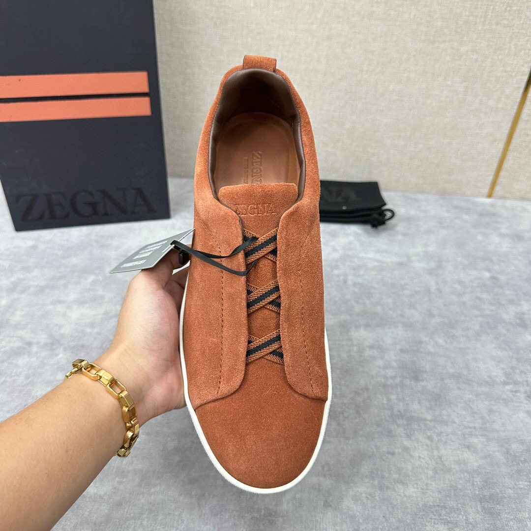 ZEGNA SUEDE TRIPLE STITCH  LUXURY SNEAKERS