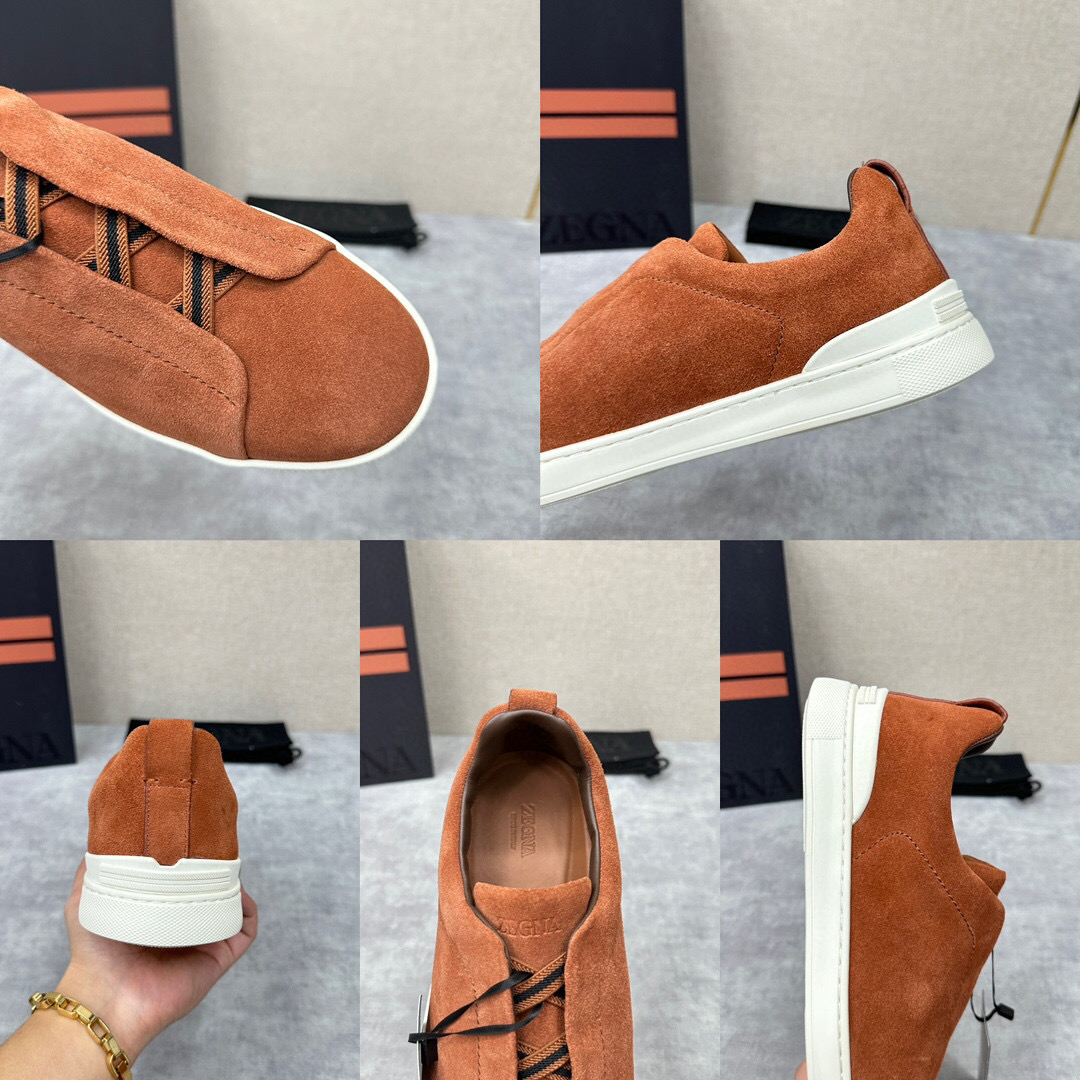 ZEGNA SUEDE TRIPLE STITCH  LUXURY SNEAKERS