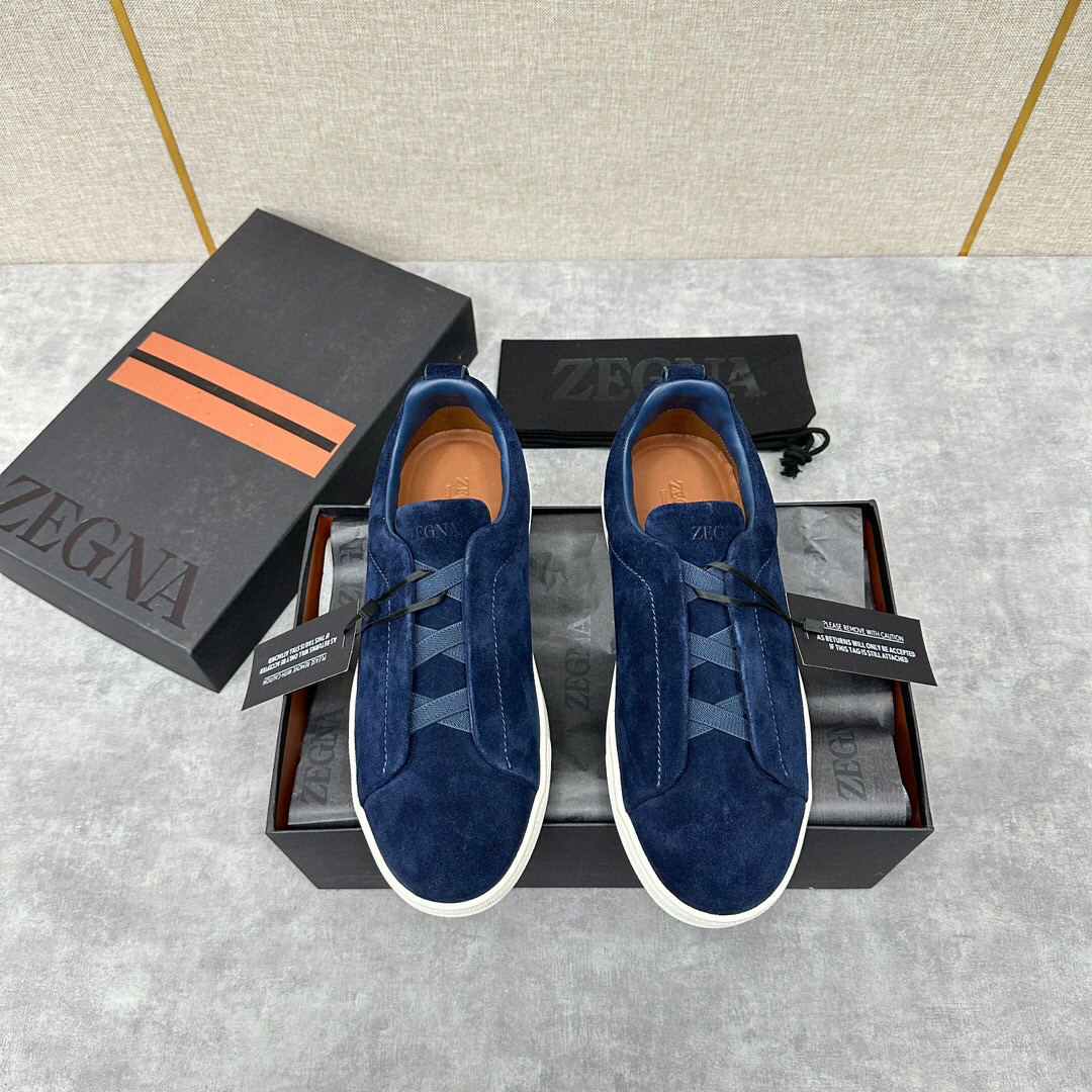 ZEGNA SUEDE TRIPLE STITCH  LUXURY SNEAKERS