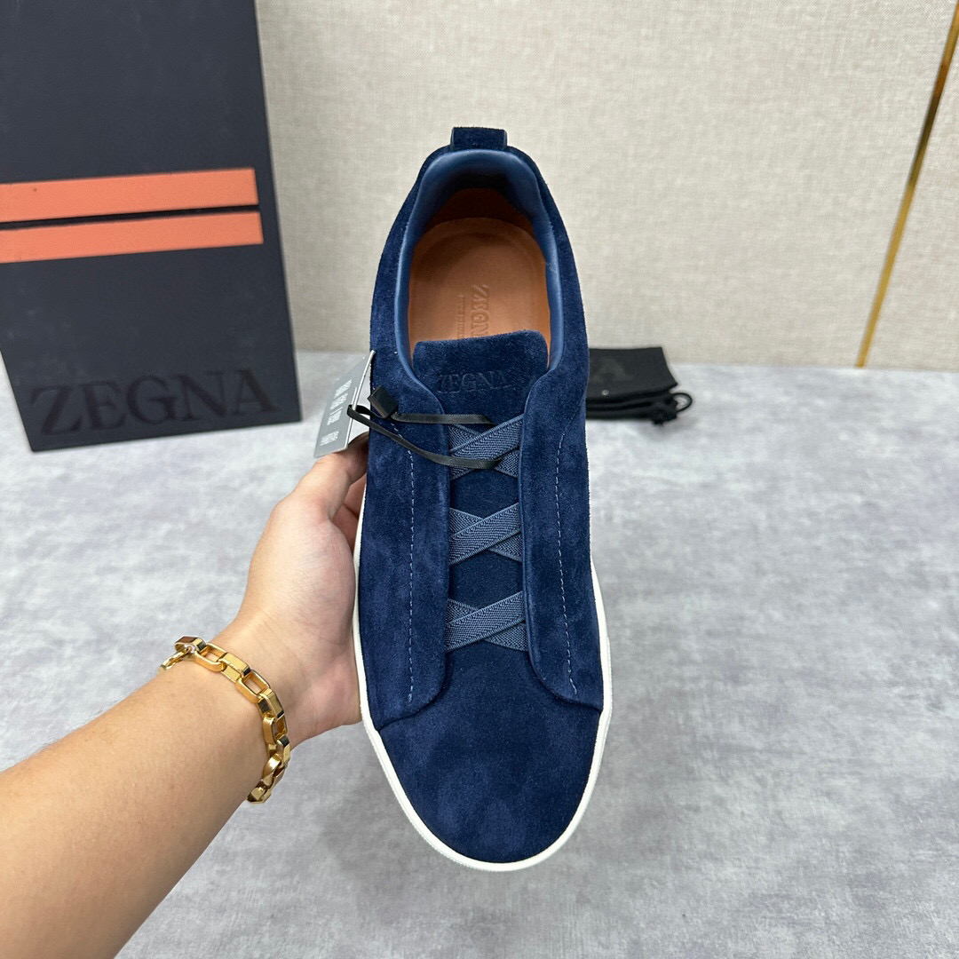ZEGNA SUEDE TRIPLE STITCH  LUXURY SNEAKERS