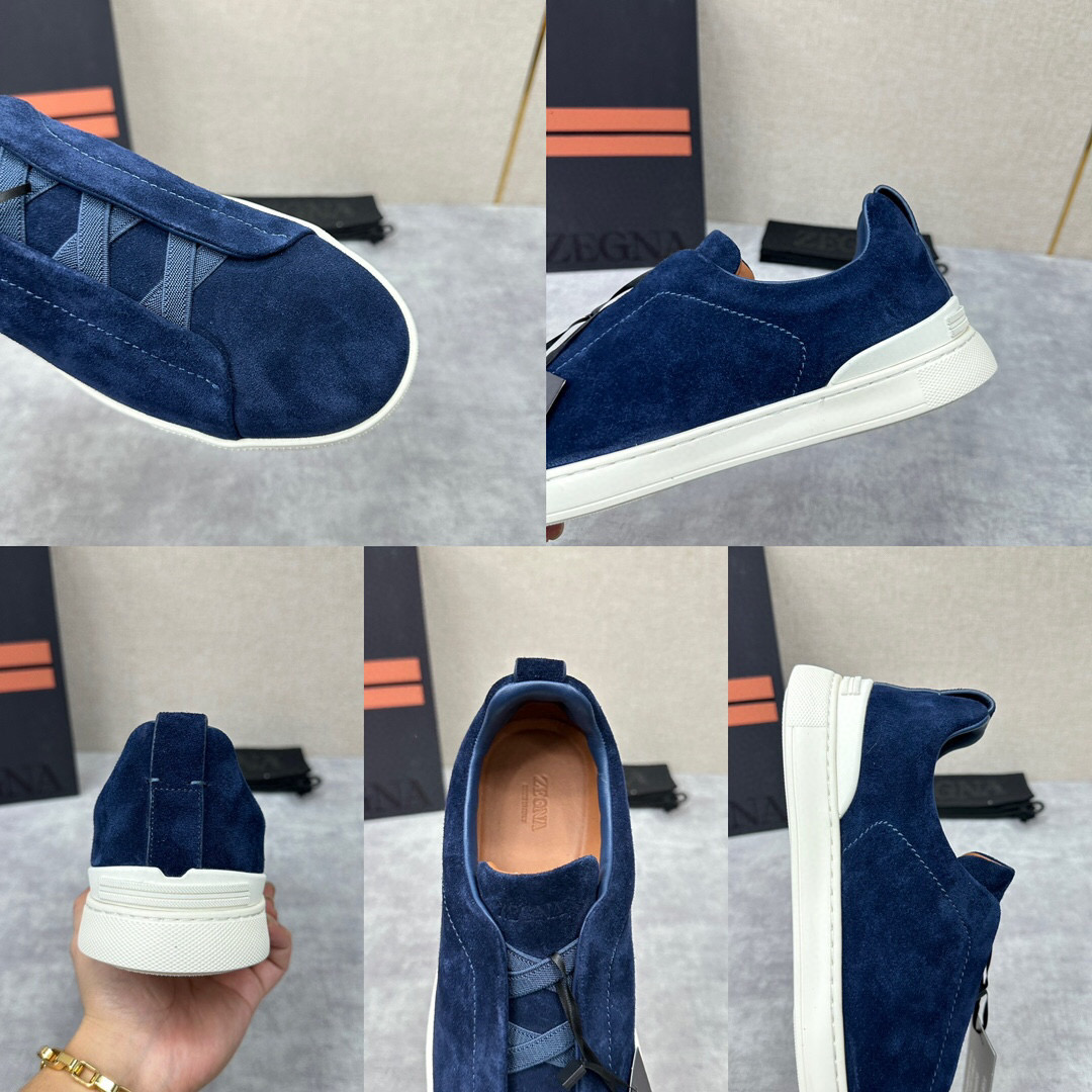 ZEGNA SUEDE TRIPLE STITCH  LUXURY SNEAKERS