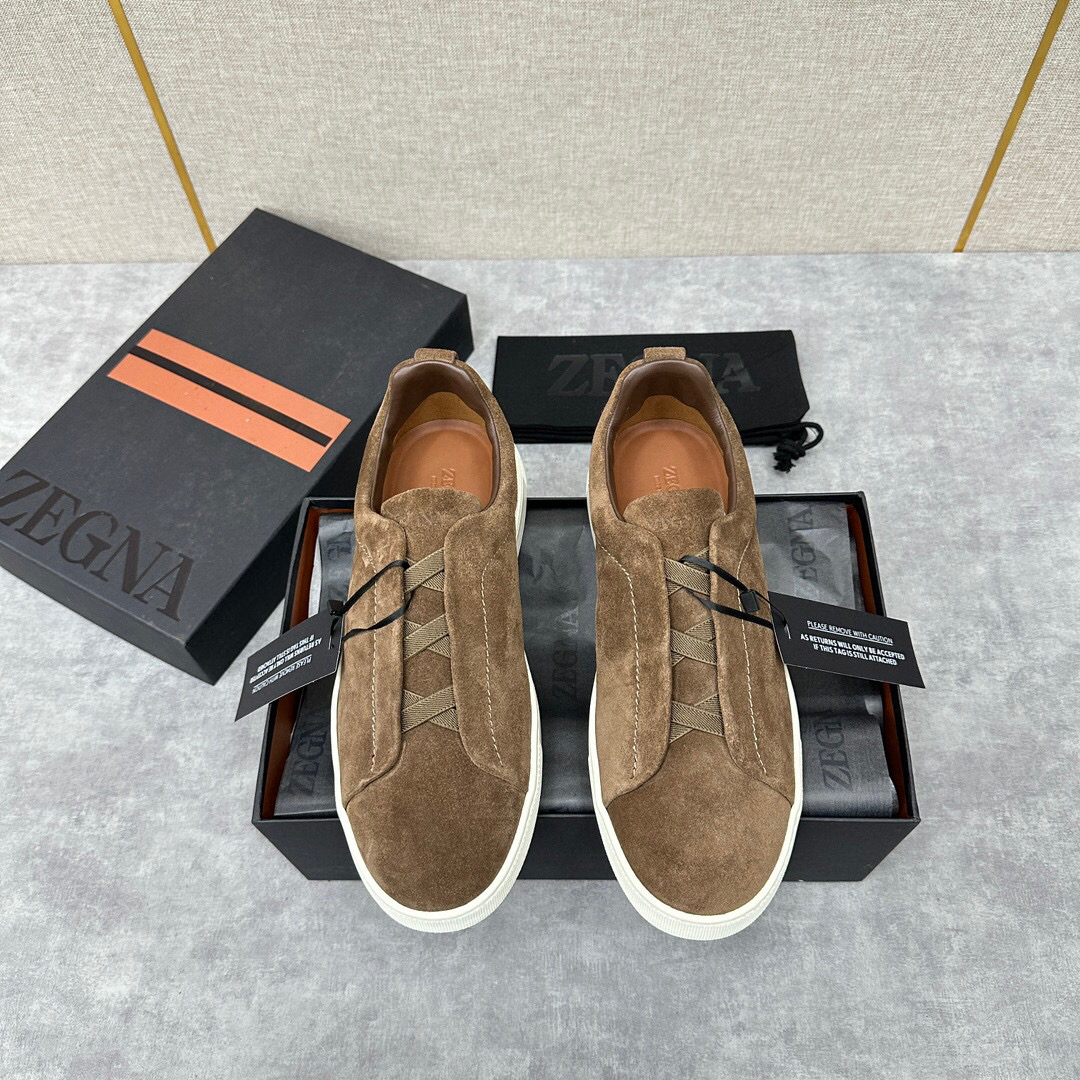 ZEGNA SUEDE TRIPLE STITCH  LUXURY SNEAKERS