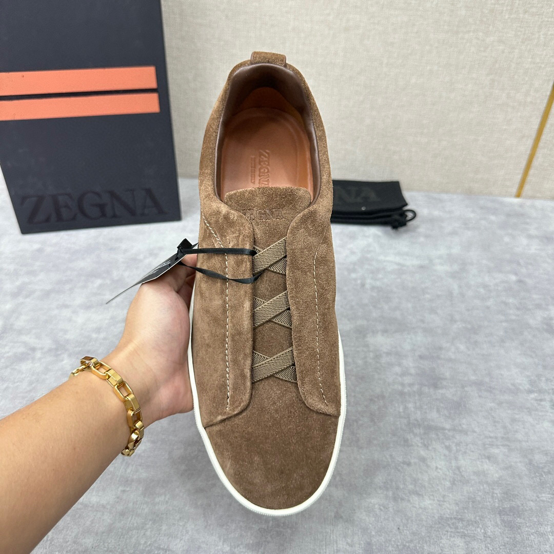 ZEGNA SUEDE TRIPLE STITCH  LUXURY SNEAKERS