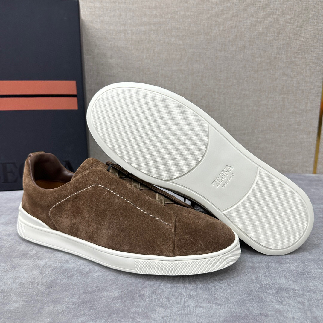ZEGNA SUEDE TRIPLE STITCH  LUXURY SNEAKERS