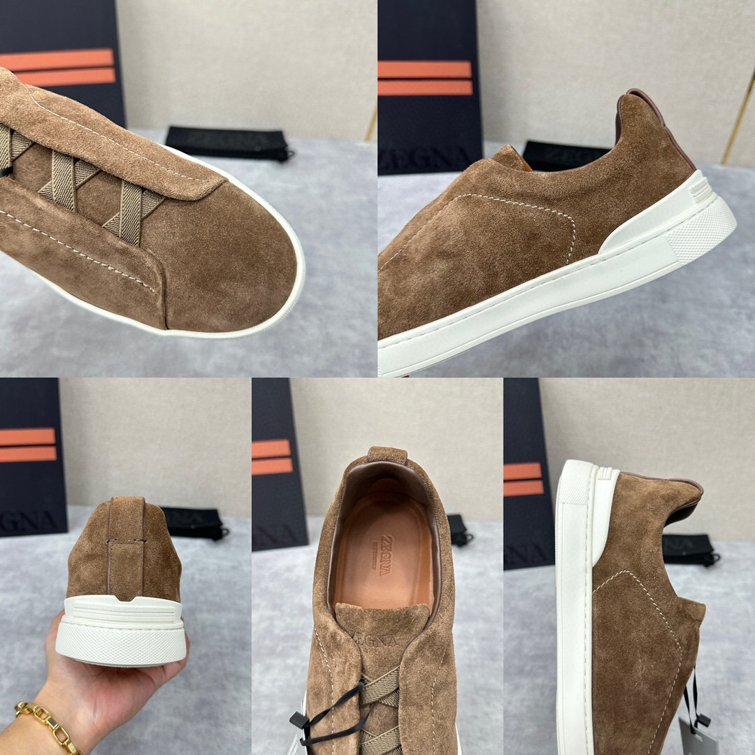 ZEGNA SUEDE TRIPLE STITCH  LUXURY SNEAKERS