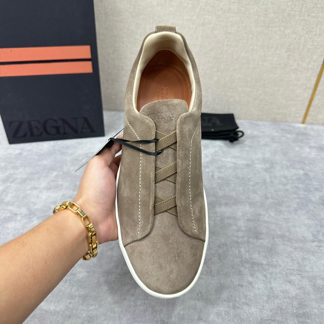 ZEGNA SUEDE TRIPLE STITCH  LUXURY SNEAKERS