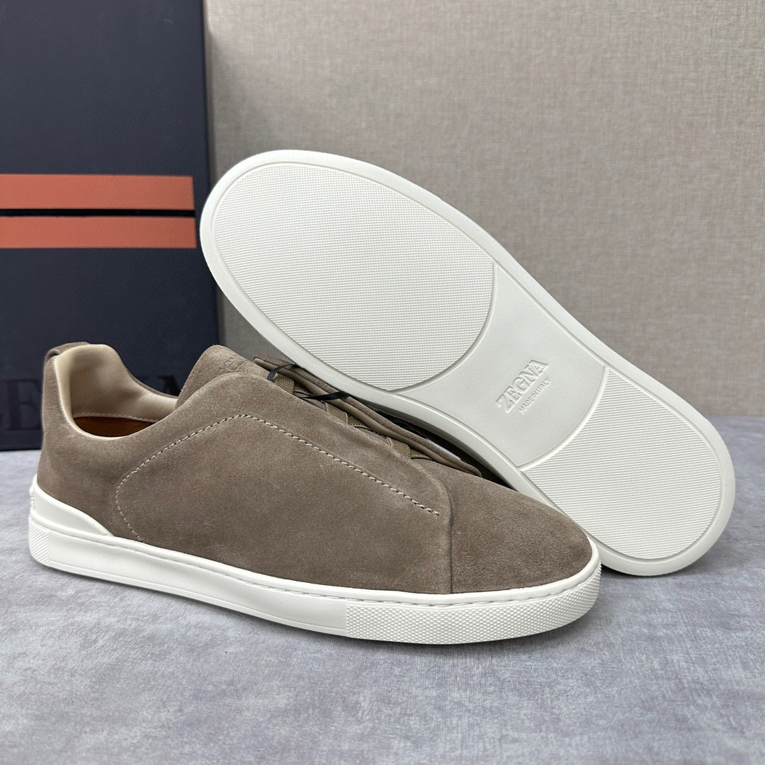 ZEGNA SUEDE TRIPLE STITCH  LUXURY SNEAKERS