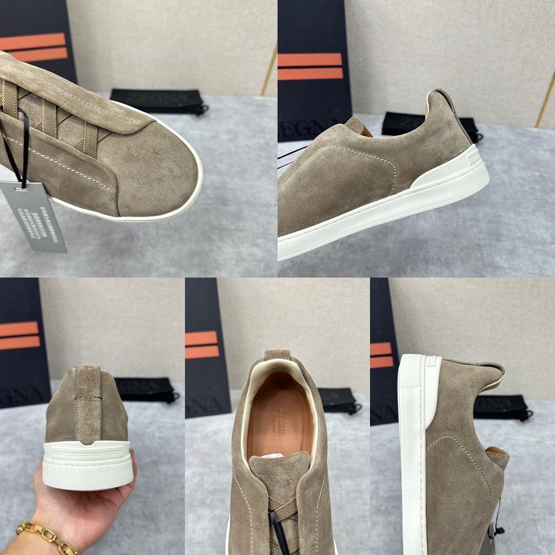 ZEGNA SUEDE TRIPLE STITCH  LUXURY SNEAKERS